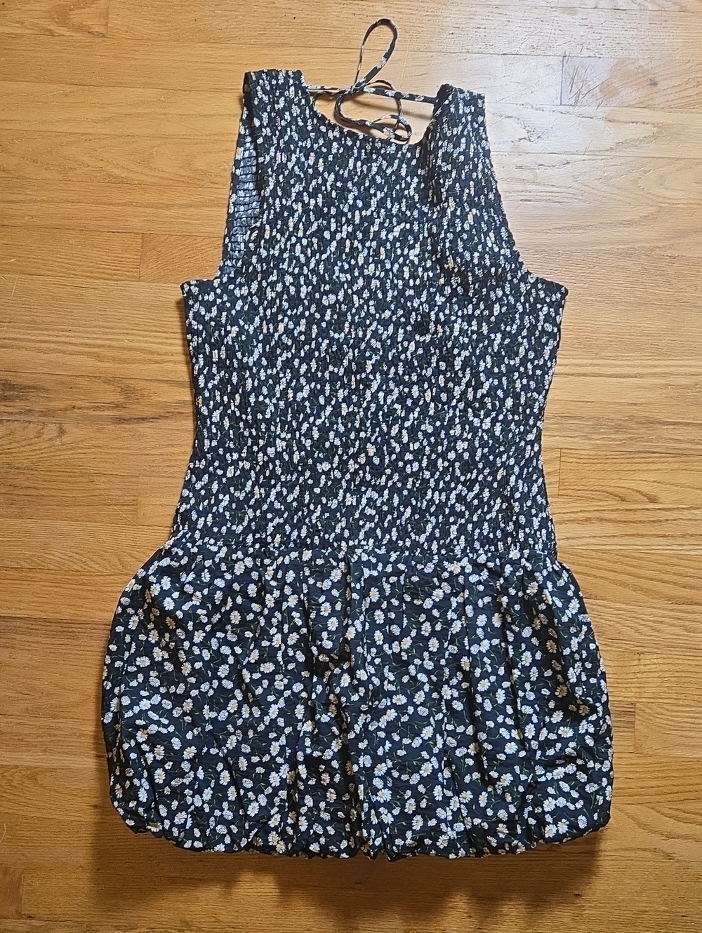 Anthropologie Maeve sleeveless daisy print smocked bubble hem tieback mini dress - Picture 4 of 7